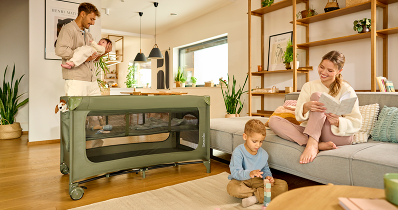 Lionelo Jasmin Easy Fold Beige Sand — Lit bébé 2en1